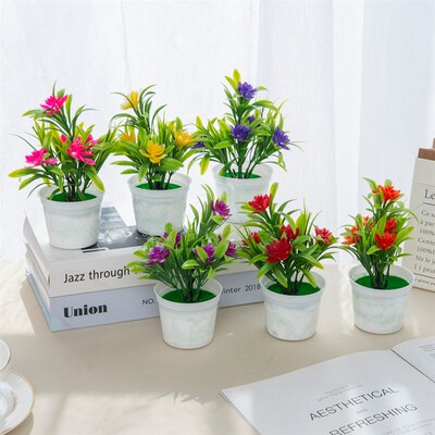 Artificial Flowers Bonsai Diy Home Decor Ornamental Flowerpo
