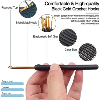 2.0-6.0mm Crochet Hook Set Ergonomic Soft Grips Knitting Hoo