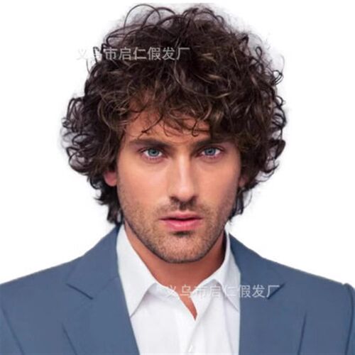Mens Gradient Grey Silver Wig Short Straight Hair High Temp