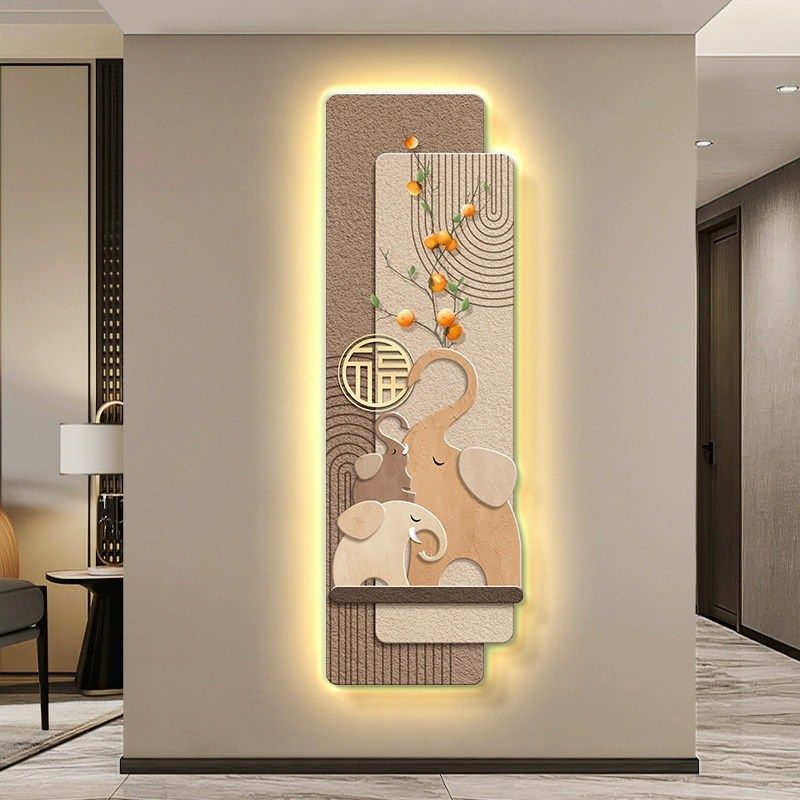 吉象如意玄关装饰画高级感入户走廊过道挂画寓意好客厅竖版壁灯画,家居饰品,氛围画/灯画,淘宝优惠券,粉丝福利购,淘宝优惠卷