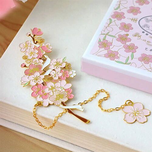 New Cherry Tulip Metal Bookmark Flower Brass Hollow Space Bo