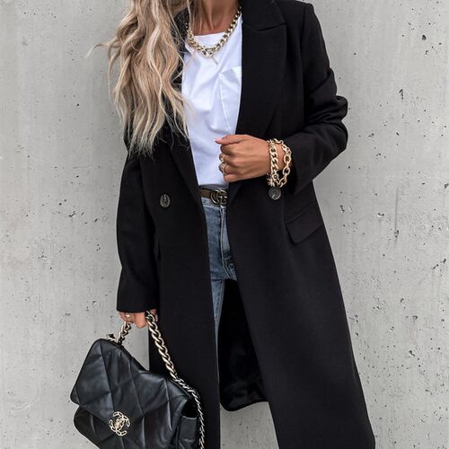 Women Loose Long nch Coats Winter Autumn Long Sleeve Pocket