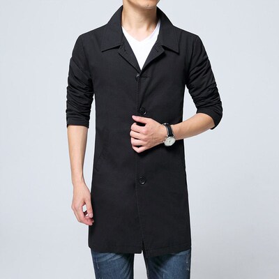 Jk3043 Mens Medium And Long Loose at Single-breasted Fashio