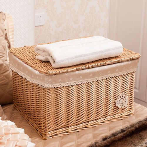 Wicker Storage Basket Hand Woven Storage Basket Multipurpos