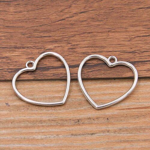 30PCS 24*25mm Metal Alloy Two Color Double Sided Hollow Love