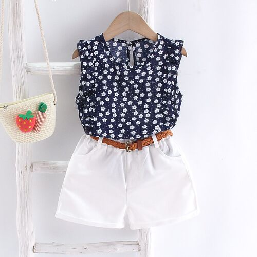 AiLe Rabbit Girls Fashion Clothes Set Short Sleeve Shirt Sho