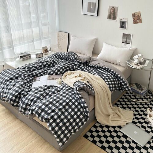 Ins Simple Solid Color Double Washed Cotton Single Dormitory