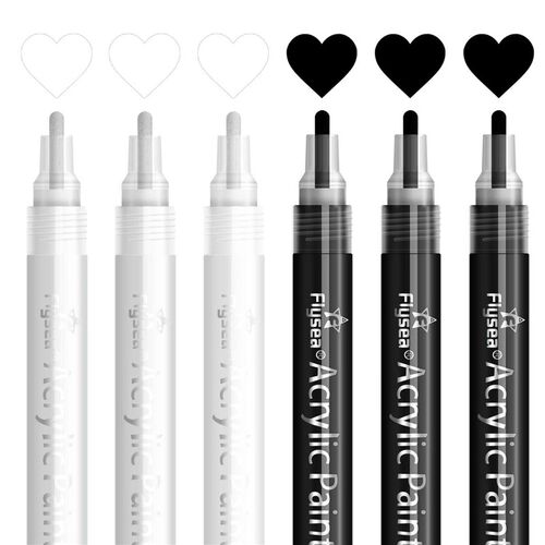 Black White Permanent Markers Acrylic Paint Pens Crafts Supp