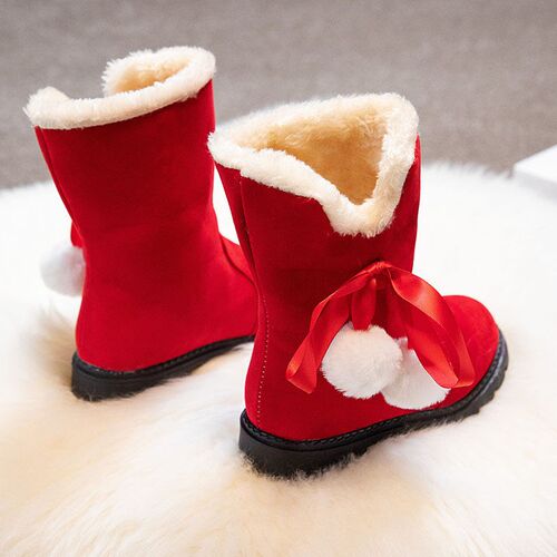 Girls Snow Boots With Velvet And Thickened Childrens Cotto