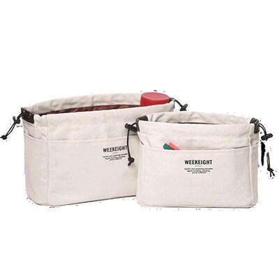 Drawstring Canvas Storage Organizers Multi-Pockets Liner Bag