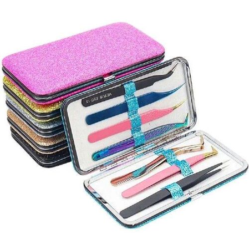 Shiny Eyelash Extension Tweezers Box PVC Professional Seven