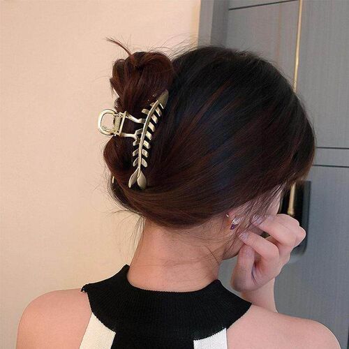 Women Fishbone Hair Claw Geometric Hair Clamp Grab Hair Grip