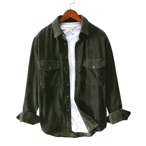 Vintage Men Shirt 2022 Spring Autumn Casual Solid Color Long