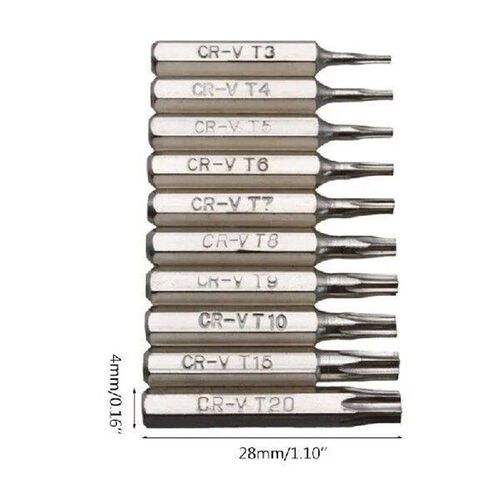 10PCS for CR-V Torx Screwdriver Bits Set T3 T4 T5 T6 T7 T8