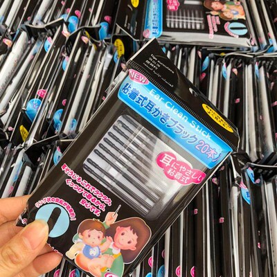 Disposable adhesive ear cleaning swabs, self-adhesive earwax