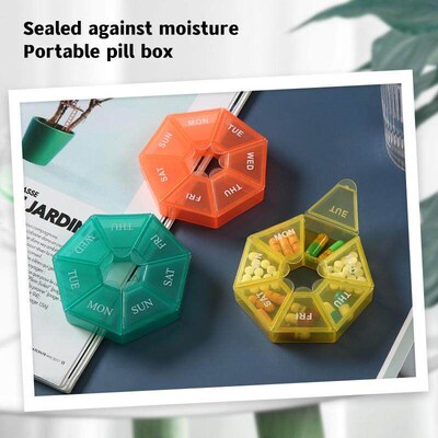1Pcs Color Medicine Box Pillbox Dispenser 7 Days Weekly Port