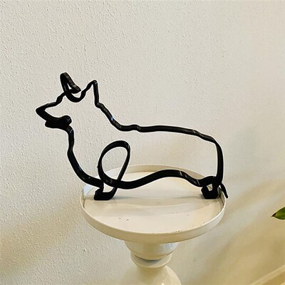 Fashion Dogs Abstract Line Modern Minimalist Art Iron Orname