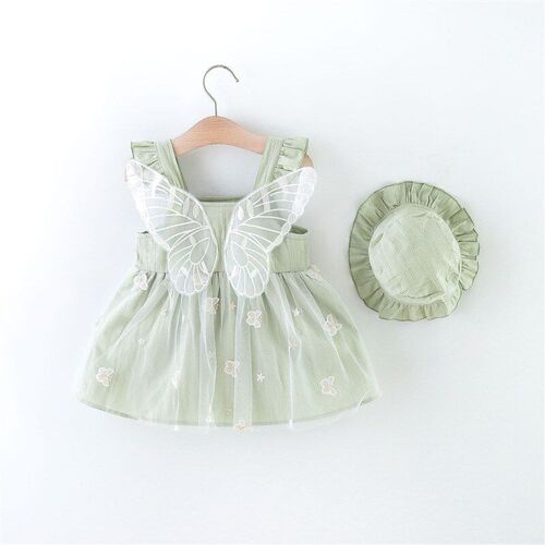 Girls Summer Dress Cute Butterfly Wing Lace Trim Strapless P