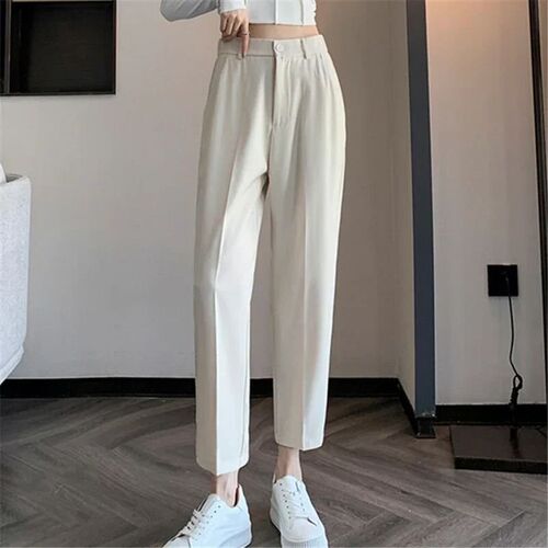 Womens High-Waisted Suit Pants 2025 Spring Summer Solid But