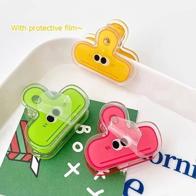 MOHAMM 4pcs Pack Multicolor Cute Face Acrylic Binder Clip Pl