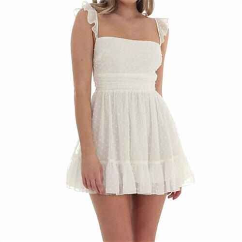 hot white straps neck skirt suspender backless girl short