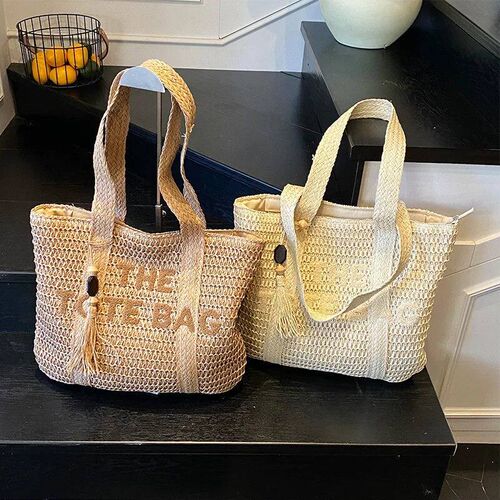 French tyle large capacity woven traw woven bag for women, n