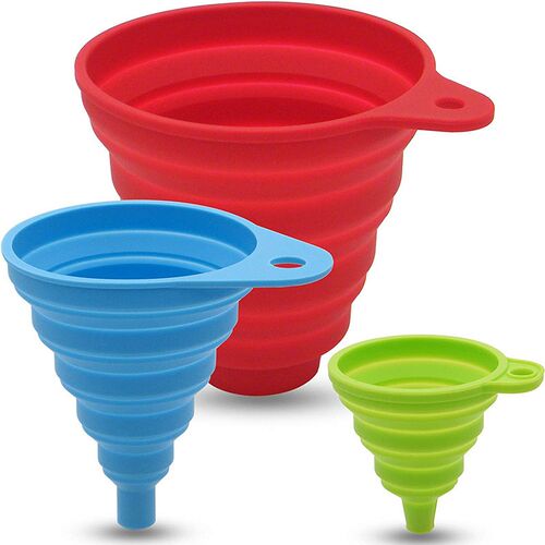 3 Sizes Silicone Folding Funnels Kitchen Portable Universal