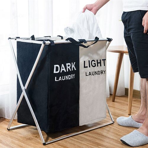 Laundry Cloth Hamper Sorter Basket Bin with Aluminum Frame