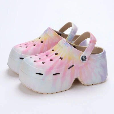 Leopard Thick Bottom Clogs for Women Closed Toe Chunky