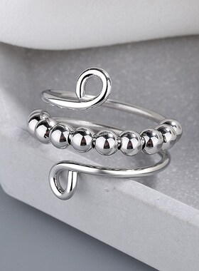 Punk Anxiety Rings For Women Men Spiral Fidget Beads Ring 20