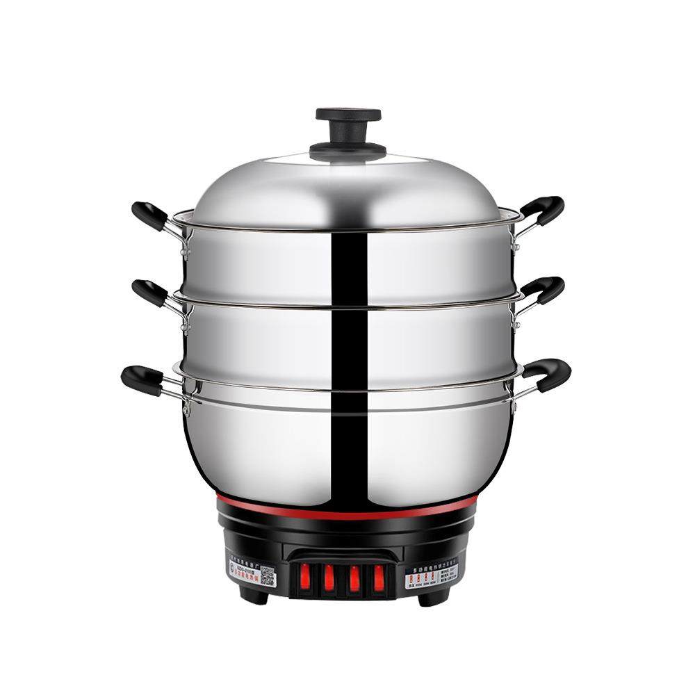 电热锅多功能家用炒菜电炒锅火锅蒸煮炖一体插电多用途不锈钢电锅