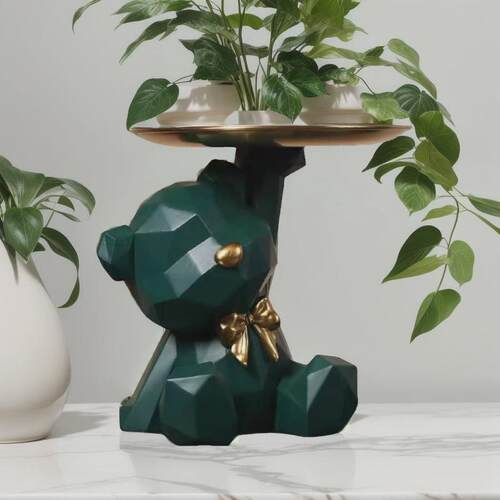 Resin Geometric Bear Storage Tray Cute Bear Storage Tray