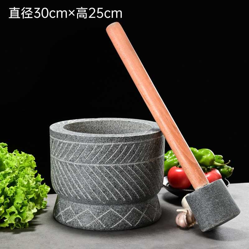 特号手工雕刻石头压蒜器石臼蒜鱼饵研磨器捣药罐辣椒蒜泥器蒜臼子