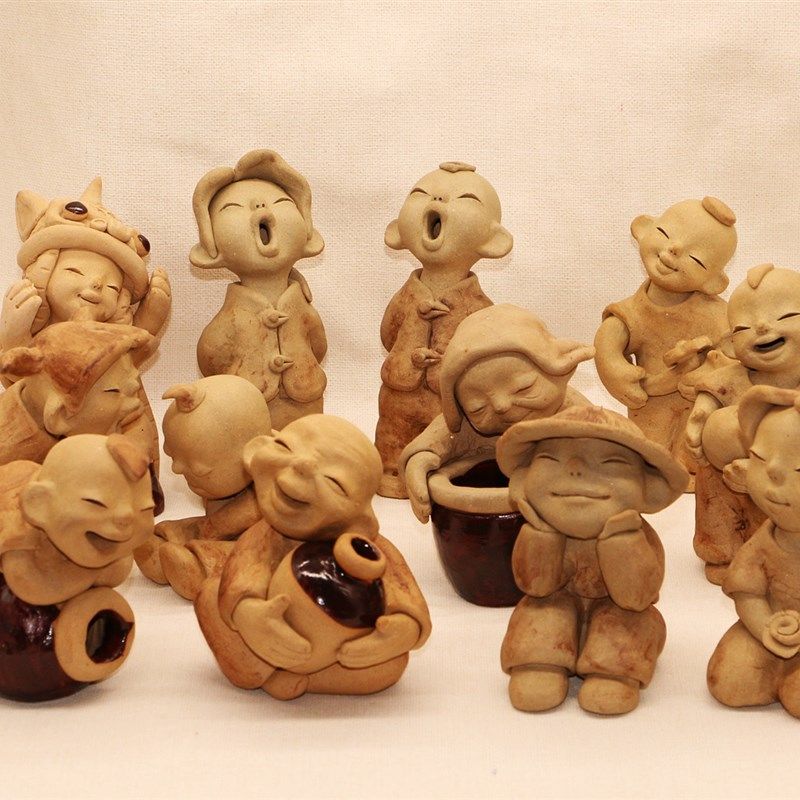 小陶娃娃茶宠摆件幼儿园摆件手工陶艺创意泥人陶土娃娃人物陶瓷娃,特色手工艺,泥人/泥塑/面塑,淘宝优惠券,粉丝福利购,淘宝优惠卷
