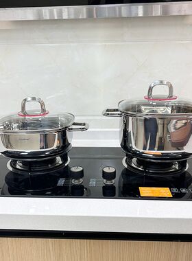 方形罕见18/10不锈钢加厚汤锅家用双耳炖煮锅煲汤火锅3.5L/6L