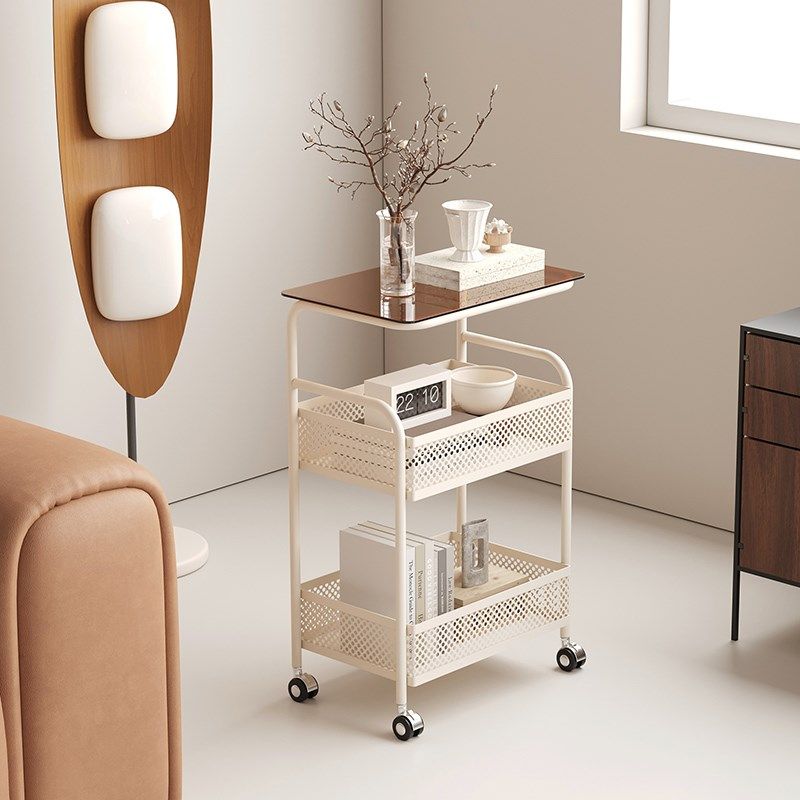 可移动小户型客厅玻璃沙发边几家用创意小茶几卧室铁艺多层床边柜,住宅家具,移动边几/推车,淘宝优惠券,粉丝福利购,淘宝优惠卷