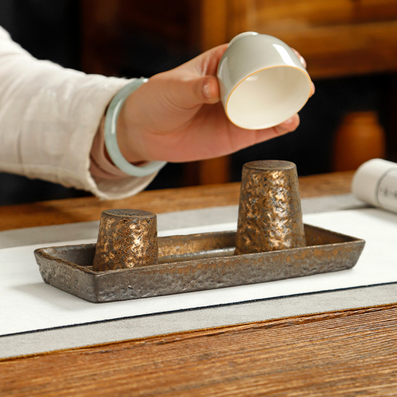 粗陶沥水茶杯架复古晾壶架家用陶瓷壶盖托紫砂壶垫托功夫茶具配件
