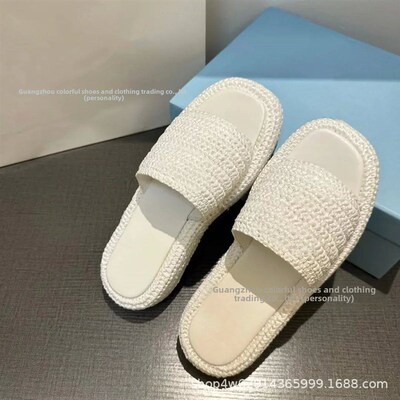 Handmade Knitted Thick Bottom Slippers Womens Casual