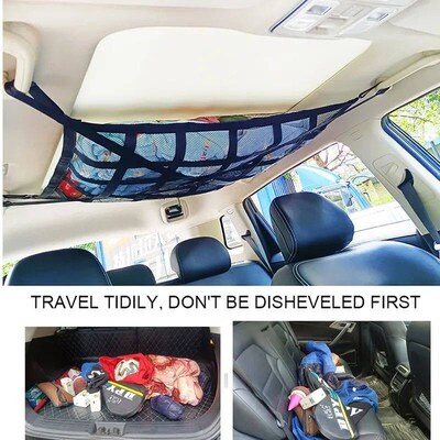 Car Roof Storage Bag Interior Cargo Net Breathable Mesh Bag