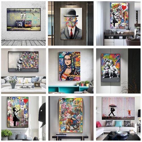 Banksy Graffiti Art Abstract Canvas Painting Posters and Pri