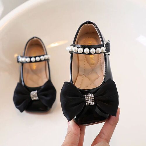 Girls Flower Wedding Shoes for Baby Kids Flats String Bead M