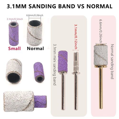 100pcs 3.1mm  Sanding Bands Kits Nail Drill Bits Mandrel Set