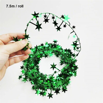 7.5M Christmas Iron Tinsel Rattan Star Garland Wreath Decor
