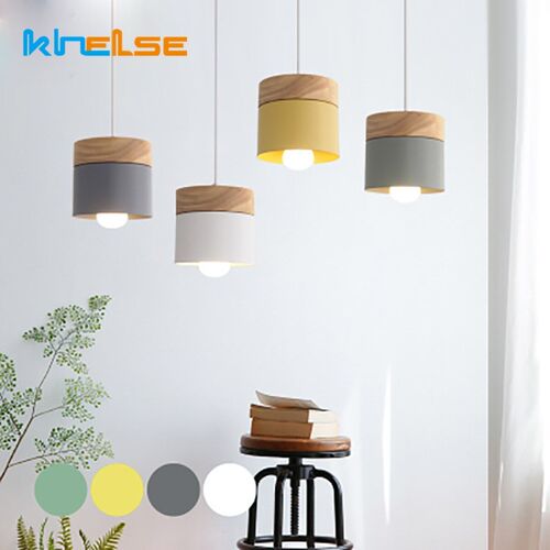 Nordic Modern LED Oak Pendant Light Dining Living Room Resta