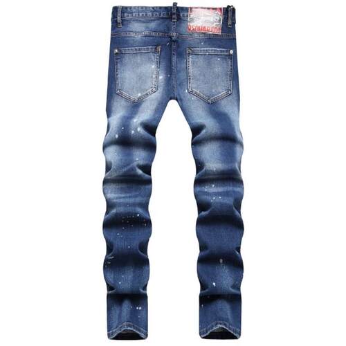Hole Torn Splashed Slimfit Midwaist Jeans for Men 2025 2025