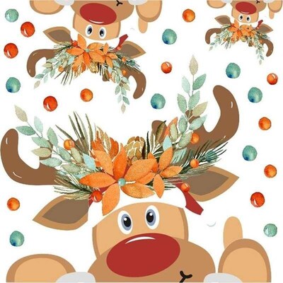 Merry Christmas Deer Elk Window er Background Winter Wall er