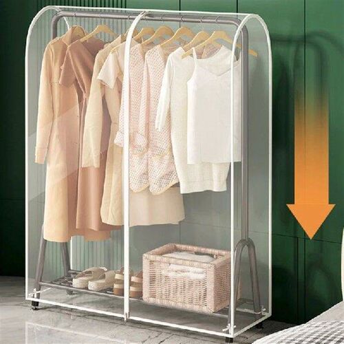 Floor Clothes Hanger Dust Cover Bedroom Drying Rack Dust