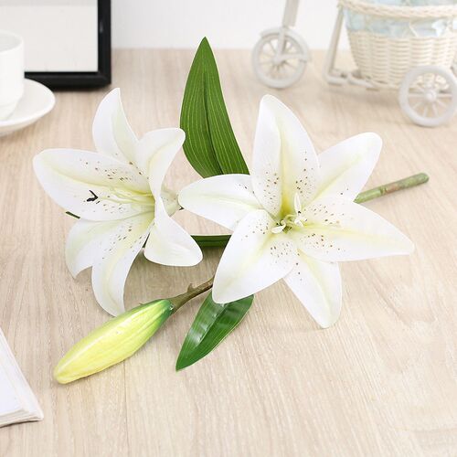Two Flowers and One Bud Single  Artificial Flower Wedding De