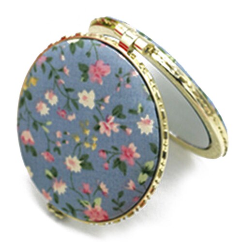 1pc Mini Makeup Compact Pocket Floral Mirror Portable Two-si