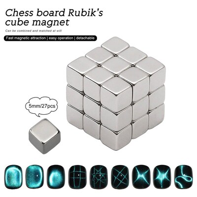 27pcs Nail Art Cat Eye Cube Magnets 5mm Checkerboard Starlig